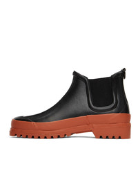 Stutterheim Black And Orange Rainwalker Chelsea Boots