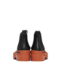 Stutterheim Black And Orange Rainwalker Chelsea Boots