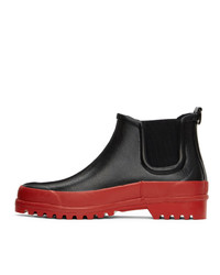 Stutterheim Black And Red Rainwalker Chelsea Boots