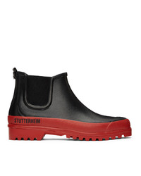 Stutterheim Black And Red Rainwalker Chelsea Boots