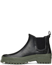 Stutterheim Black Green Novesta Edition Rainwalker Chelsea Boots