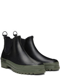Stutterheim Black Green Novesta Edition Rainwalker Chelsea Boots