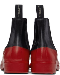 TAKAHIROMIYASHITA TheSoloist. Black Red Rubber Dip Chelsea Boots