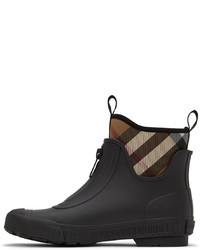 Burberry Black Rubber Check Chelsea Boots