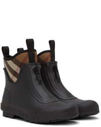 Burberry Black Rubber Check Chelsea Boots