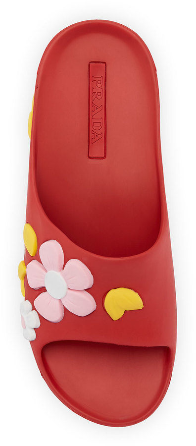 Prada Rubber Flower Slide Sandal, $395 | Neiman Marcus | Lookastic