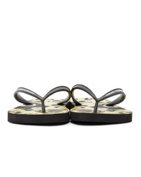 VERSACE JEANS COUTURE Black And Gold Baroque Logo Flip Flops