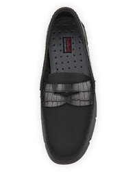 Swims Rubber Penny Loafer With Faux Croc Trim Black