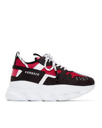 Versace Black And Red Nyc Runway Chain Reaction Sneakers