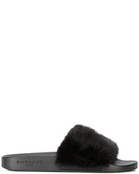 Givenchy Black Fur Slides