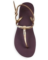 Havaianas Freedom Glamour Metallic Rubber T Strap Sandals