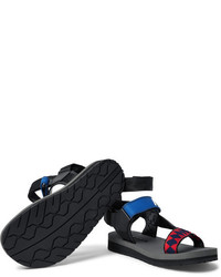 Prada Leather Webbing And Rubber Sandals