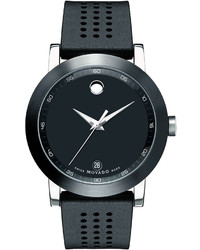 Movado 42mm Museum Sport Watch With Rubber Strap Black