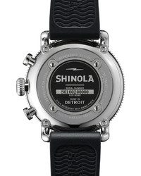 Shinola 48mm Runwell Sport Chronograph Watch With Rubber Strap Black