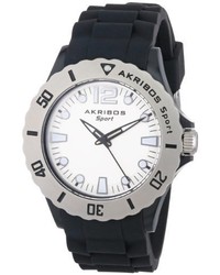 Akribos XXIV Ak536bk Essential Luminous Quartz Silicon Strap Watch