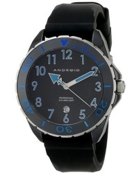 Android Ad511akbu Exotic Black Ceramic Blue Rubber Strap Watch