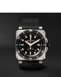 Bell & Ross Br 03 92 Diver Type 42mm Stainless Steel And Rubber Watch Ref No Br0392 D Bl Stsrb