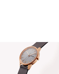 Uniform Wares C40 Day Date Watch In Pvd Rose Gold With Grey Nitrile Rubber Strap