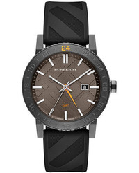 Burberry Charcoal And Black Watch With Rubber Strap