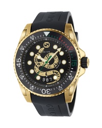 Gucci Dive Snake Rubber Strap Watch