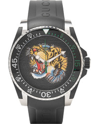 Gucci Dive Tiger Dial 40mm Stainless Steel And Rubber Watch