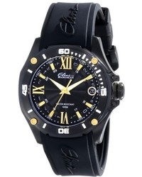 Elini Barokas 10197 Bb 01 Ga Artisan Black Textured Dial Black Silicone Watch