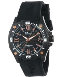 Elini Barokas 10197 Bb 01 Ra Artisan Black Textured Dial Black Silicone Watch