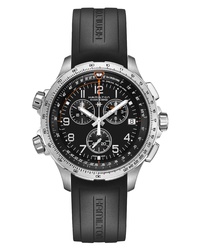 Hamilton Khaki Aviation X Wind Chronograph Gmt Silicone Strap Watch