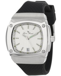 Lucien Piccard Lp 440 02s Armada Silver Textured Dial Black Silicone Watch
