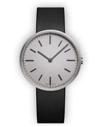 Uniform Wares M37 Two Hand Watch In Brushed Steel With Grey Nitrile Rubber Strap