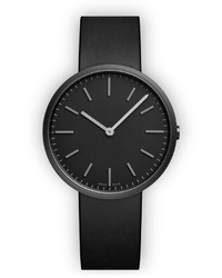 Uniform Wares M37 Two Hand Watch In Pvd Black With Black Nitrile Rubber Strap