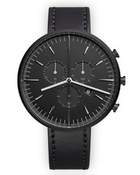 Uniform Wares M42 Chronograph Watch In Pvd Black With Grey Nitrile Rubber Strap