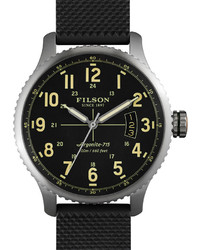 Filson Mackinaw Field 43mm Watch With Rubber Strap Black