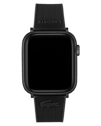 Lacoste Petit Pique Silicone Apple Watch Watchband In Black At Nordstrom