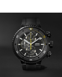 Oris Prodiver Dive Control Limited Edition Automatic Chronograph 51mm Dlc Coated Titanium And Rubber Watch