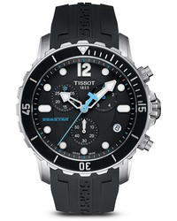 Tissot Seastar Quartz Black Watch With Rubber Strap 45mm