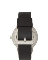 Instrmnt Silver And Black Rubber Dive Watch