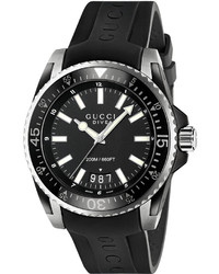 Gucci Swiss Dive Black Rubber Strap Watch 45mm Ya136204