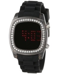 Tko Orlogi Tk571 Bk Crystalized Mirror Digital Black Rubber Strap Watch