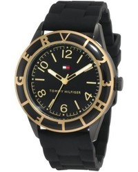 Tommy Hilfiger 1781183 Sport Gold Plated Stainless Steel And Black Silicon Strap Watch