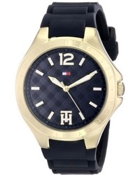 Tommy Hilfiger 1781382 Gold Tone Watch With Black Silicone Band
