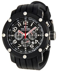 TW Steel Tw134 Grandeur Tech Black Rubber Strap Watch