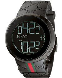 Gucci Unisex I  Collection Black Rubber Strap Watch 44mm Ya114207