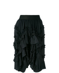 Black Ruffle Bermuda Shorts