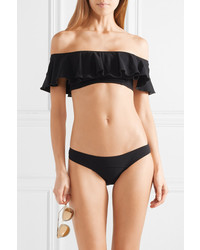 Lisa Marie Fernandez Mira Flounce Off The Shoulder Ruffled Stretch Crepe Bikini Top