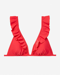 Express Solid Ruffle Triangle Bikini Swim Top