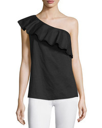Theory Damarill Lawn One Shoulder Ruffled Top