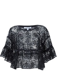 Elizabeth and James Ruffled Sleeve Embroidered Top