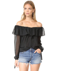 WAYF Kiera Decollete Ruffle Blouse