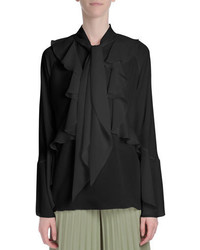 Givenchy Long Sleeve Romantic Ruffle Blouse Black